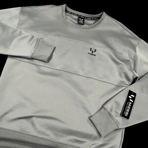 Messi‎ Collection Crewneck Sweatshirt Mens M Grey Performance Soccer Sport NEW